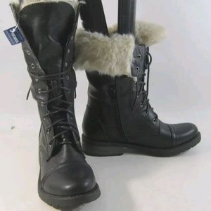 Tall Black Winter Combat Boots